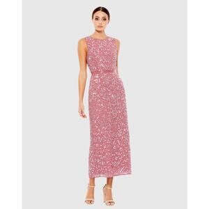 Mac Duggal 93550 Dress 12 Pink Beaded Sequin Geometric Cocktail Evening PartyNWT
